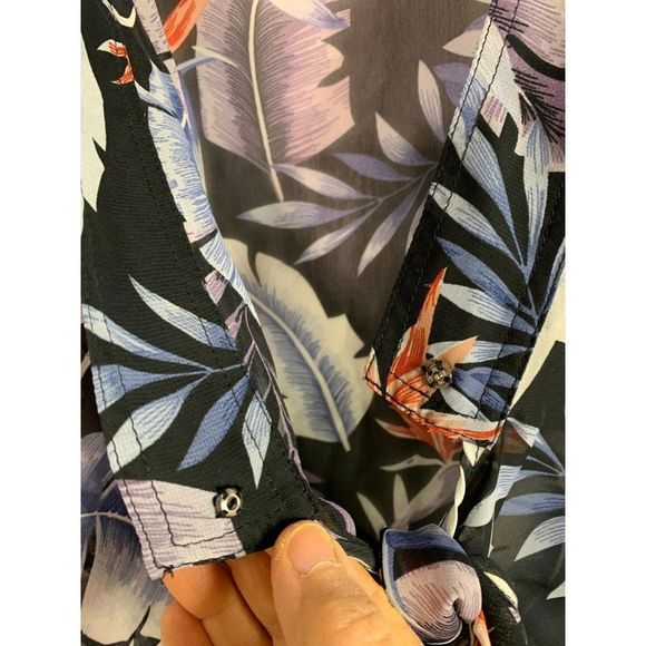 Kimono Sheer Swim Cover S/M Lulus Tie Front Band Collar Cutaway Front 6283 - Picture 3 of 7